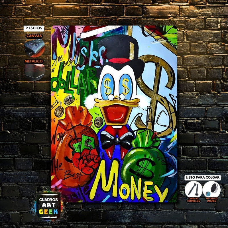 Pato Donald Dinero Cuadro Arte Digital