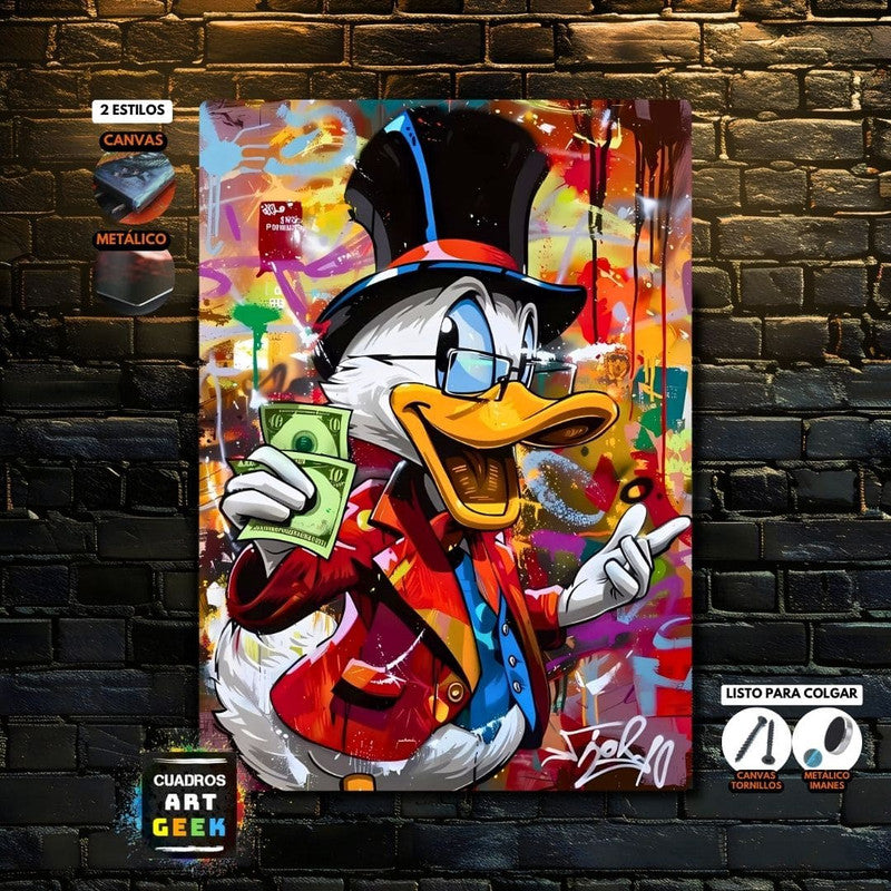 Pato Donald Dinero Cuadro Arte Digital