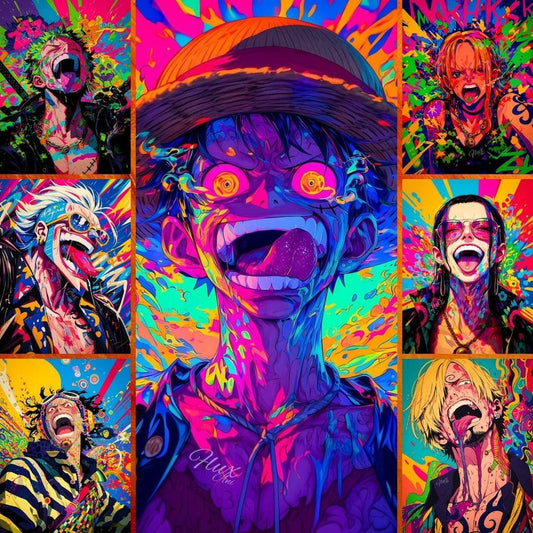 One Piece Psicodelic Arte Digital Cuadro Anime