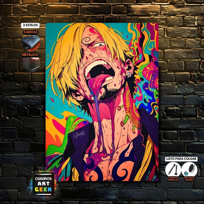 One Piece Psicodelic Arte Digital Cuadro Anime