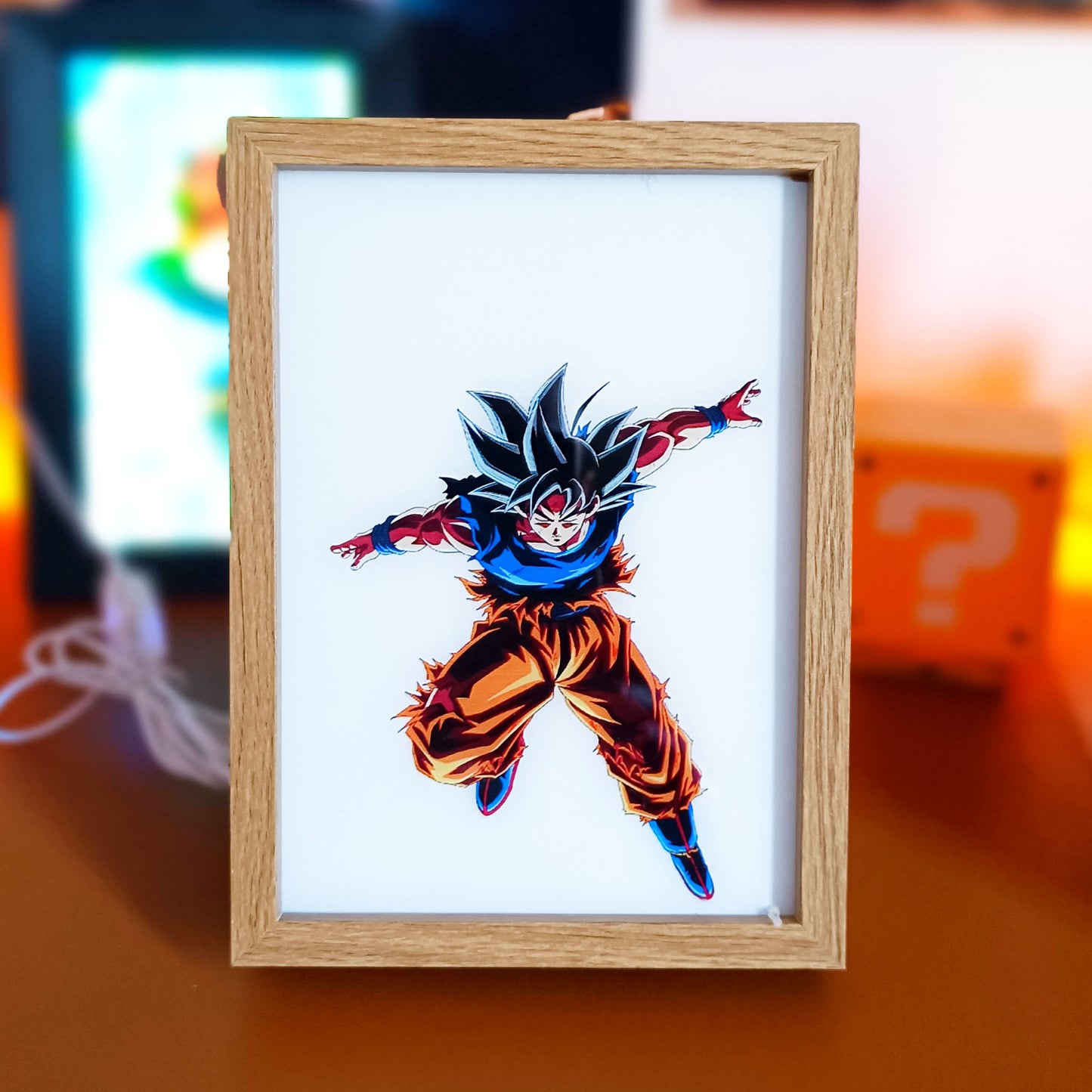 Goku Ultra Instinto Cuadro luminoso Dragon Ball 3D 22x17