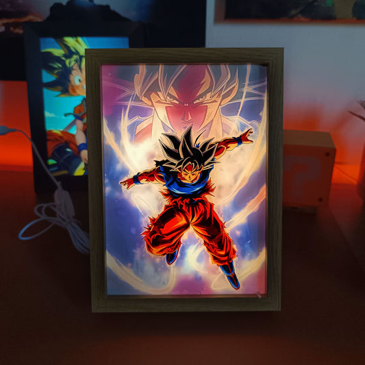 Goku Ultra Instinto Cuadro luminoso Dragon Ball 3D 22x17