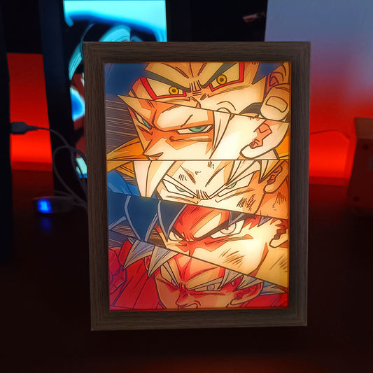 Goku Transformaciones Cuadro luminoso Dragon Ball 3D 22x17