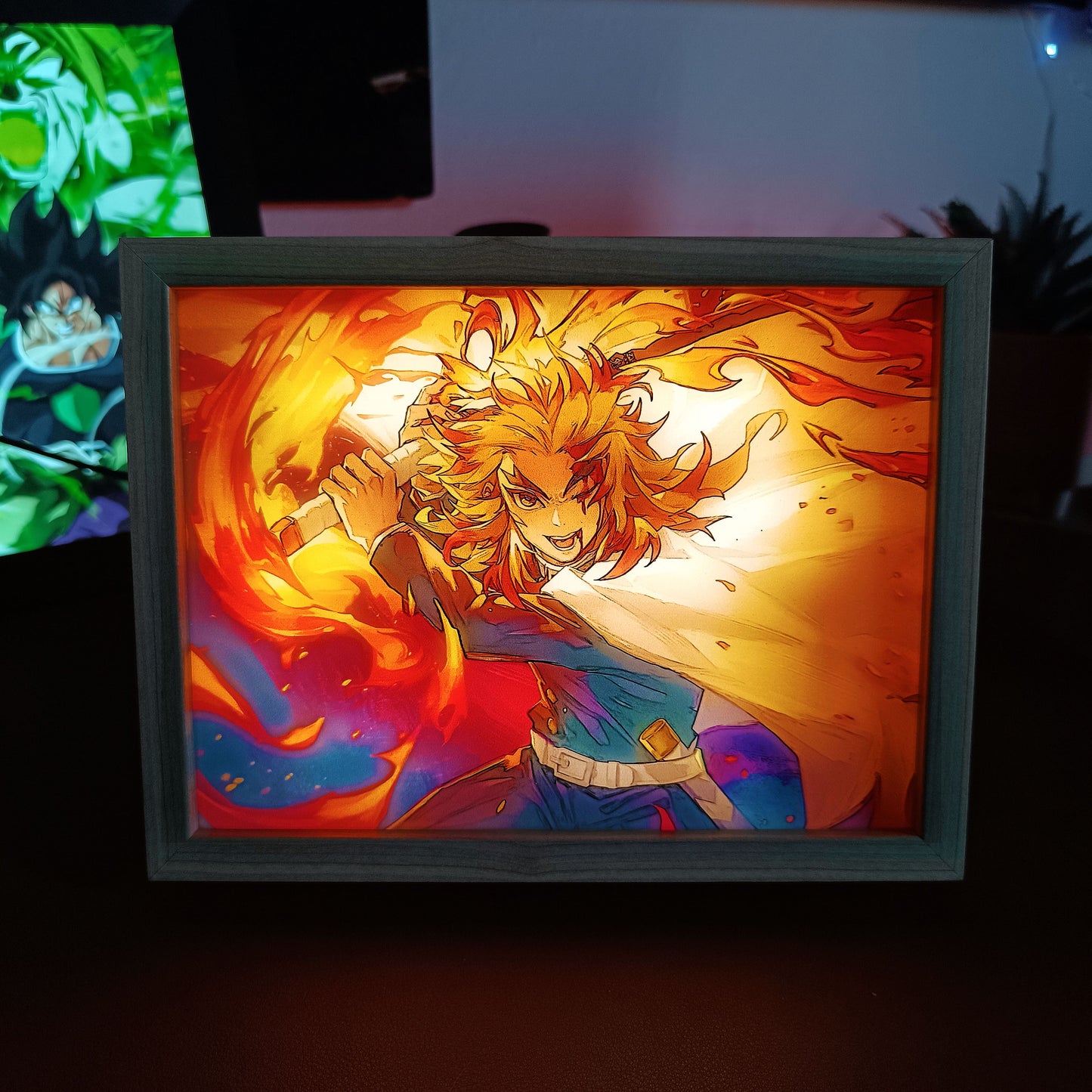 Rengoku Demon Slayer Cuadro luminoso Anime 3D 22x17