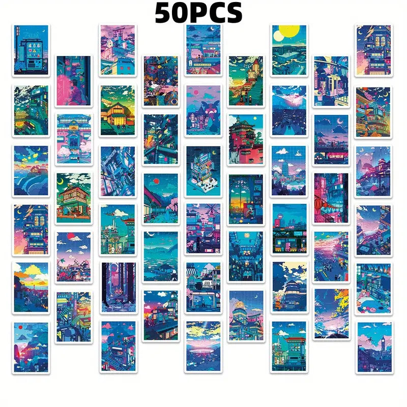Pack Stickers paisajes anime 50unid